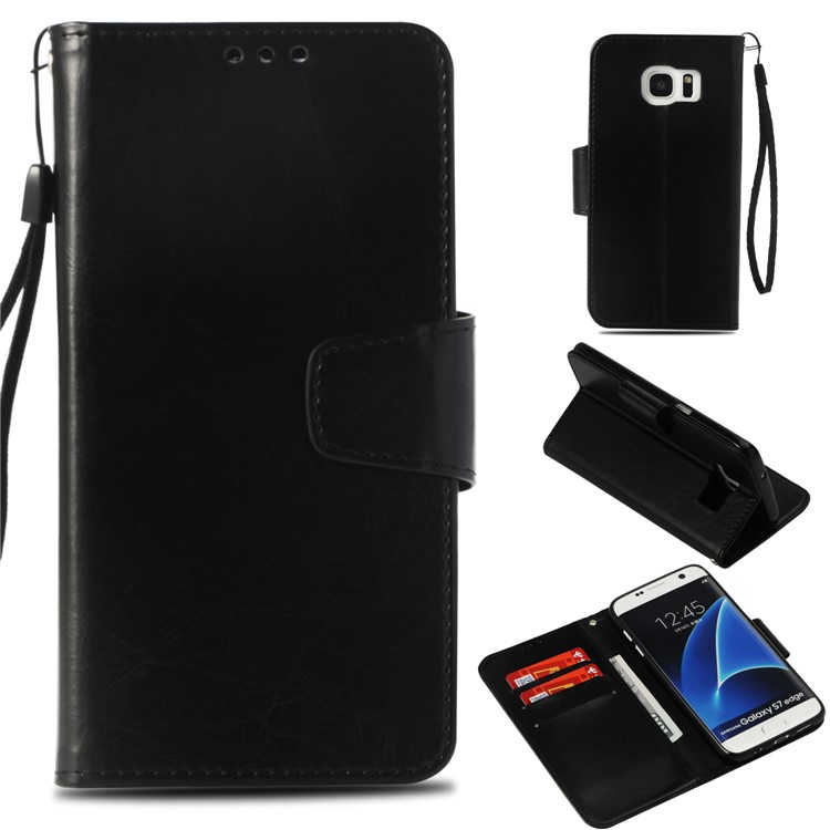 

Vintage PU Leather Wallet Stand Phone Case for Samsung Galaxy S7 edge G935 - Black