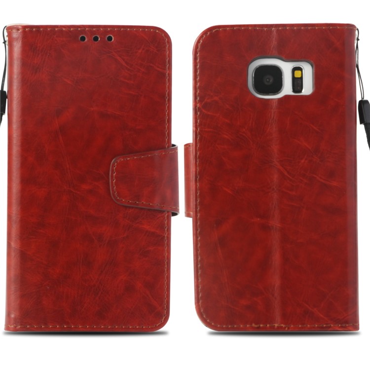 Vintage PU Leather Wallet Stand Protector Case for Samsung Galaxy S7 G930 - Brown-3