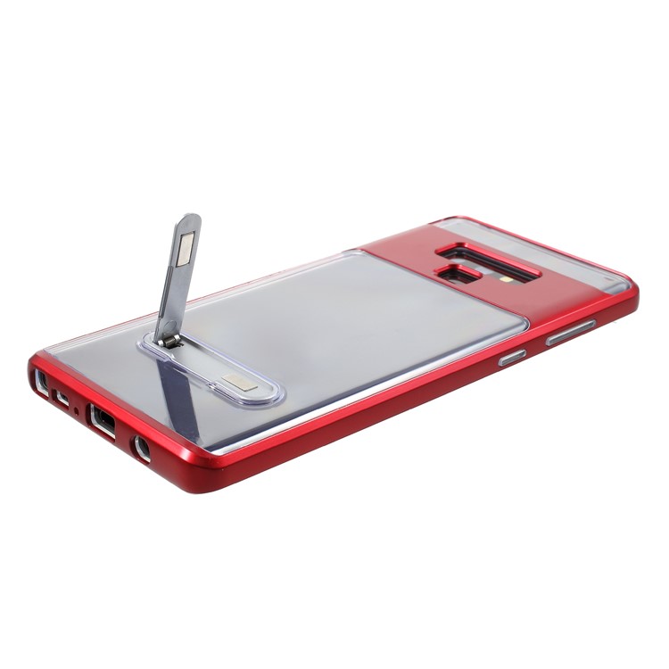 Clear Back PC + TPU Kickstand Combo Phone Case for Samsung Galaxy Note9 N960 - Red-6