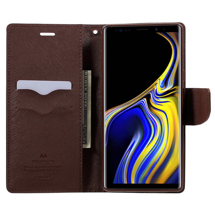 MERCURY GOOSPERY Fancy Flip Leather Stand Protective Case for Samsung Galaxy Note9 N960 - Brown / Black-6