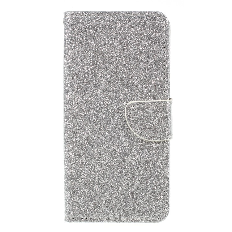 

Flash Powder Leather Wallet Mobile Shell for Samsung Galaxy J3 (2018) J337 / J3 Star - Silver