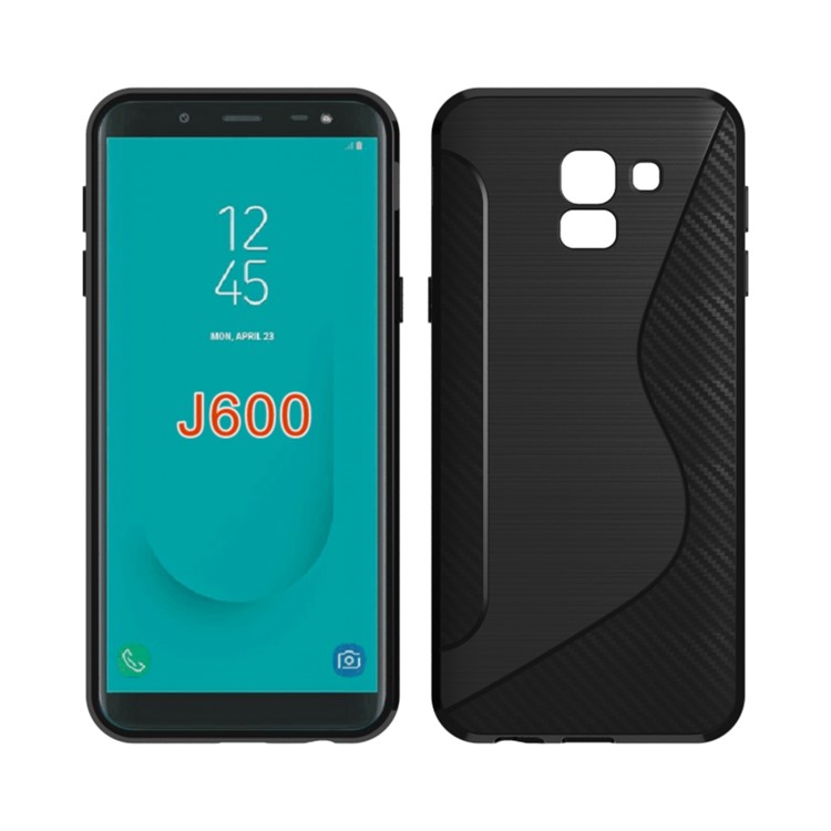 

S Shape Carbon Fiber Texture Brushed TPU Case for Samsung Galaxy J6 (2018) - Black, Galaxy J6 (2018)