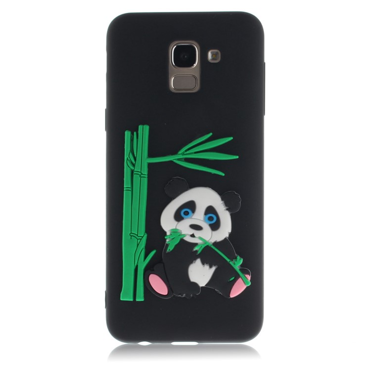 3D Panda Bamboo TPU Gel Phone Case for Samsung Galaxy J6 (2018) - Black-2