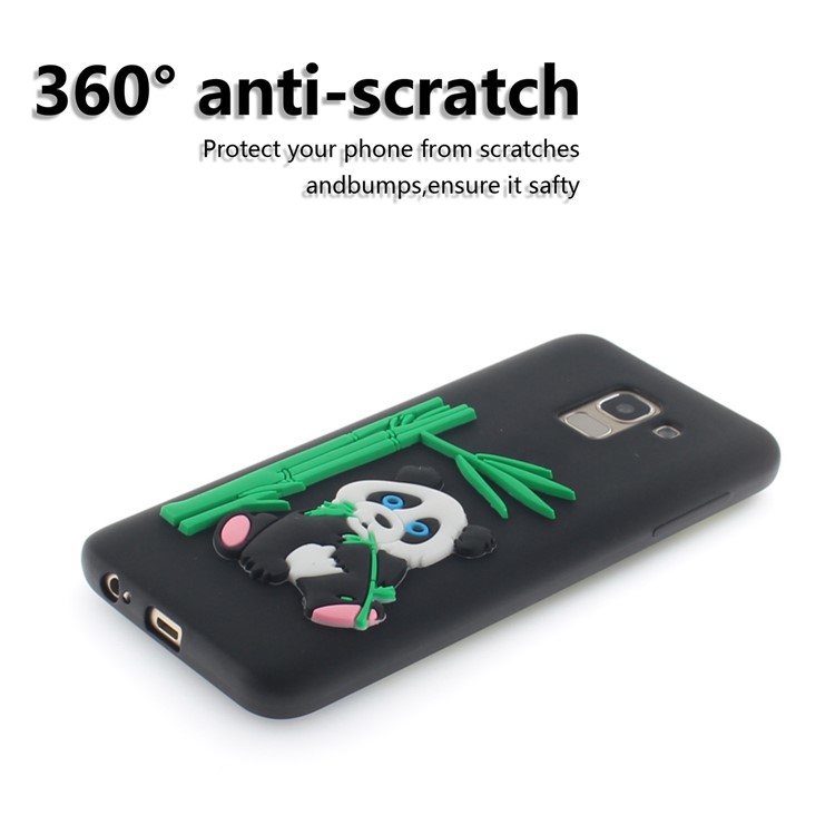 3D Panda Bamboo TPU Gel Phone Case for Samsung Galaxy J6 (2018) - Black-3