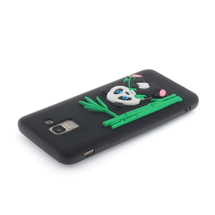 3D Panda Bamboo TPU Gel Phone Case for Samsung Galaxy J6 (2018) - Black-4