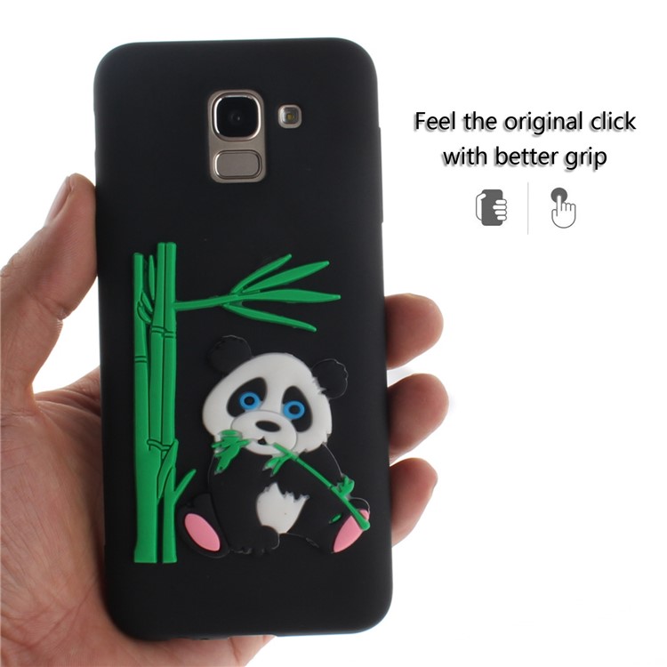 3D Panda Bamboo TPU Gel Phone Case for Samsung Galaxy J6 (2018) - Black-5