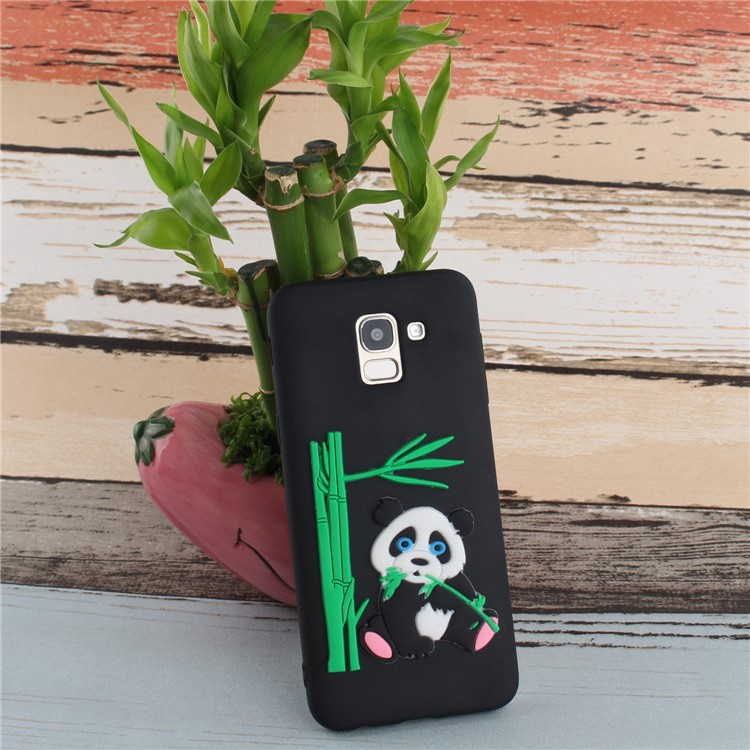 3D Panda Bamboo TPU Gel Phone Case for Samsung Galaxy J6 (2018) - Black-7