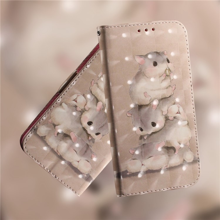 Patterned Wallet Stand Leather Cellphone Cover for Samsung Galaxy Note9 N960 - Hamsters-2