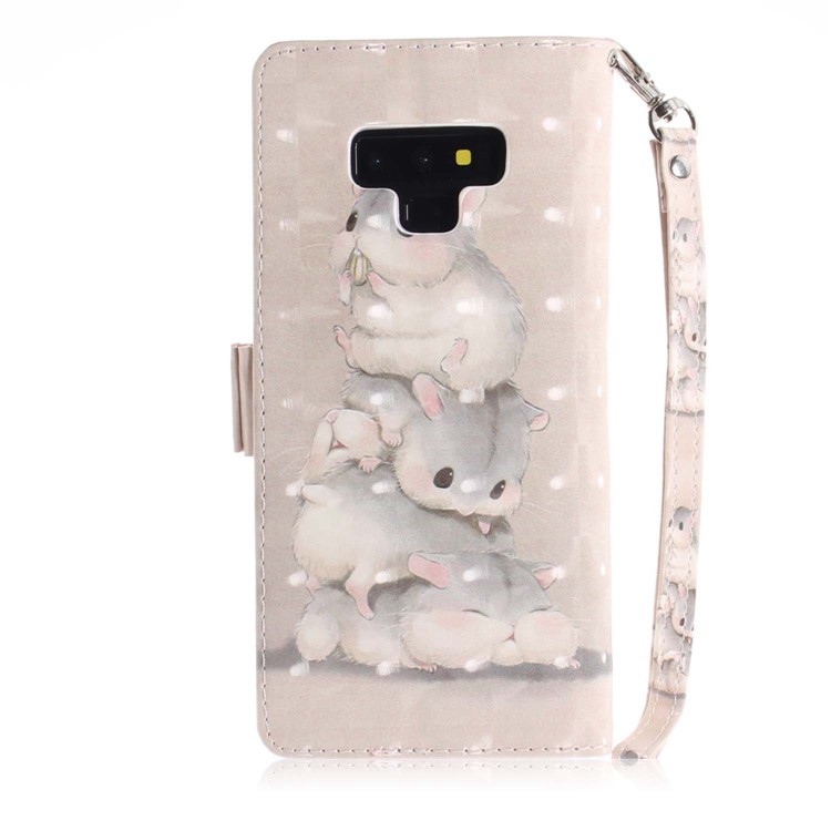Patterned Wallet Stand Leather Cellphone Cover for Samsung Galaxy Note9 N960 - Hamsters-4