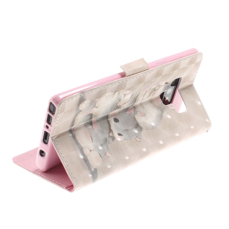 Patterned Wallet Stand Leather Cellphone Cover for Samsung Galaxy Note9 N960 - Hamsters-9