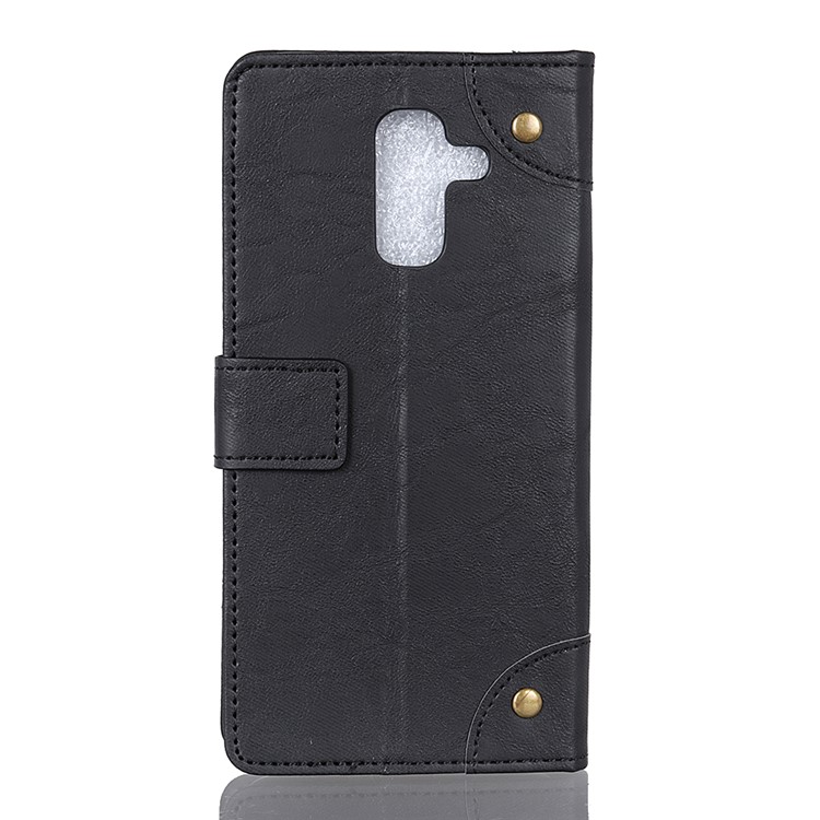 Retro-Stil Ledertasche Für Samsung Galaxy A6 + (2018) / A9 Sterne Lite - Schwarz-6
