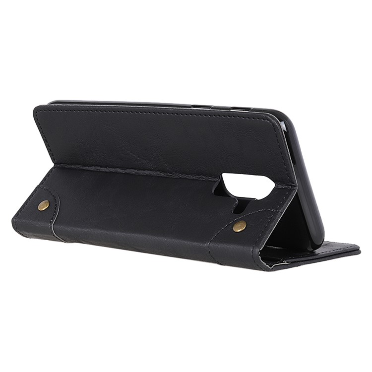 Retro-Stil Ledertasche Für Samsung Galaxy A6 + (2018) / A9 Sterne Lite - Schwarz-8