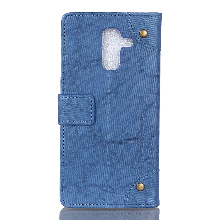 Caso De Cobertura De Carteira De Couro Estilo Retro Para Samsung Galaxy A6 + (2018) / A9 Star Lite - Azul-6