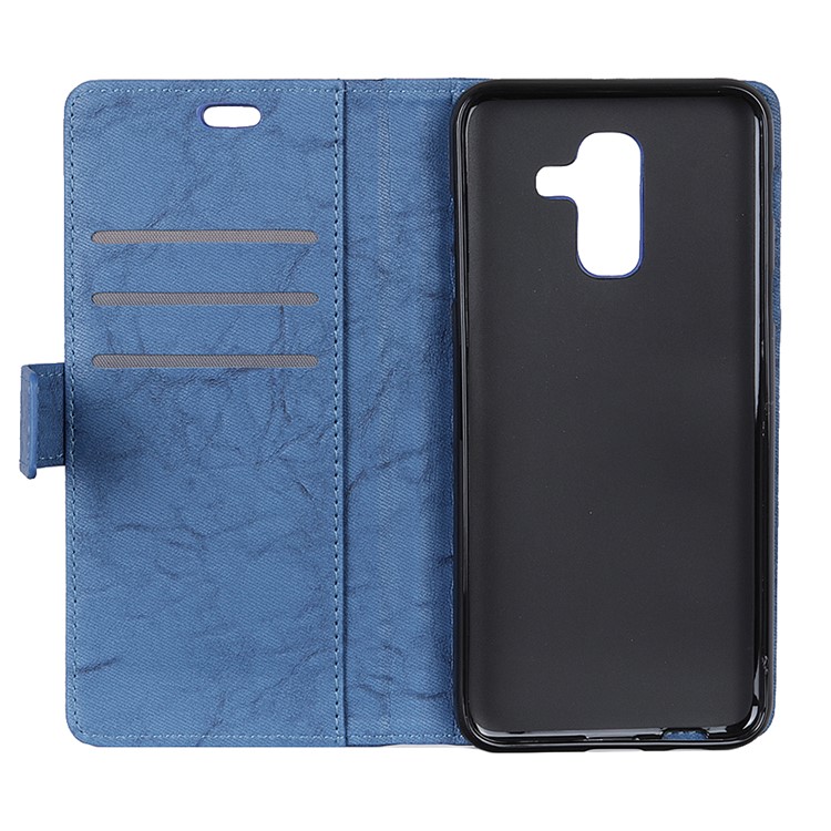 Caso De Cobertura De Carteira De Couro Estilo Retro Para Samsung Galaxy A6 + (2018) / A9 Star Lite - Azul-7