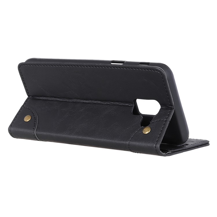 Caso De Carteira De Couro Estilo Retro Para Samsung Galaxy J6 (2018) - Preto-8