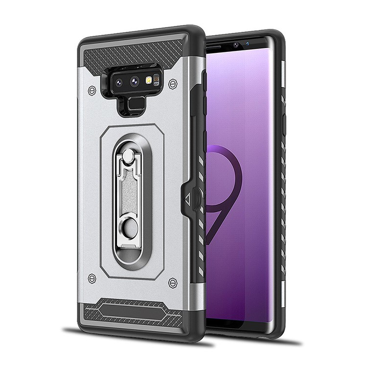 Armor Rugged PC + TPU Hybrid Case with Kickstand for Samsung Galaxy Note9 N960 - Silver-2
