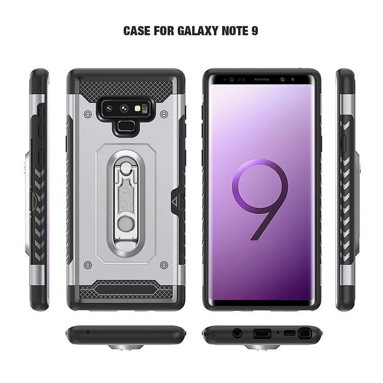 Armor Rugged PC + TPU Hybrid Case with Kickstand for Samsung Galaxy Note9 N960 - Silver-3