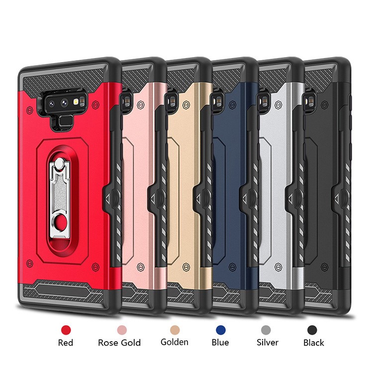 Armor Rugged PC + TPU Hybrid Case with Kickstand for Samsung Galaxy Note9 N960 - Silver-8