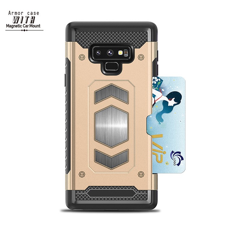 Armor Rugged PC + TPU Hybrid Case with Card Slot for Samsung Galaxy Note9 N960 - Gold-3