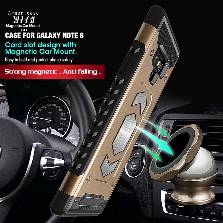 Armor Rugged PC + TPU Hybrid Case with Card Slot for Samsung Galaxy Note9 N960 - Gold-5