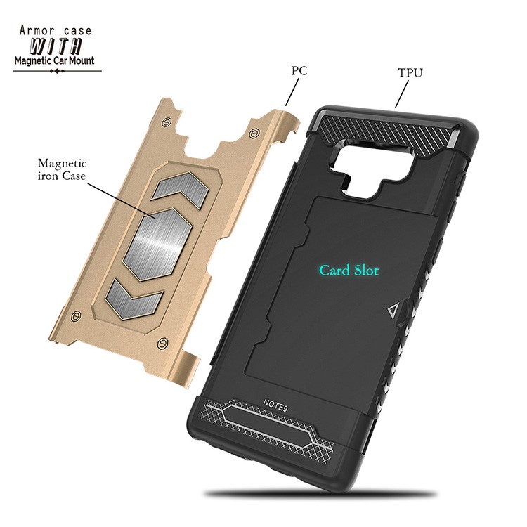 Armor Rugged PC + TPU Hybrid Case with Card Slot for Samsung Galaxy Note9 N960 - Gold-6