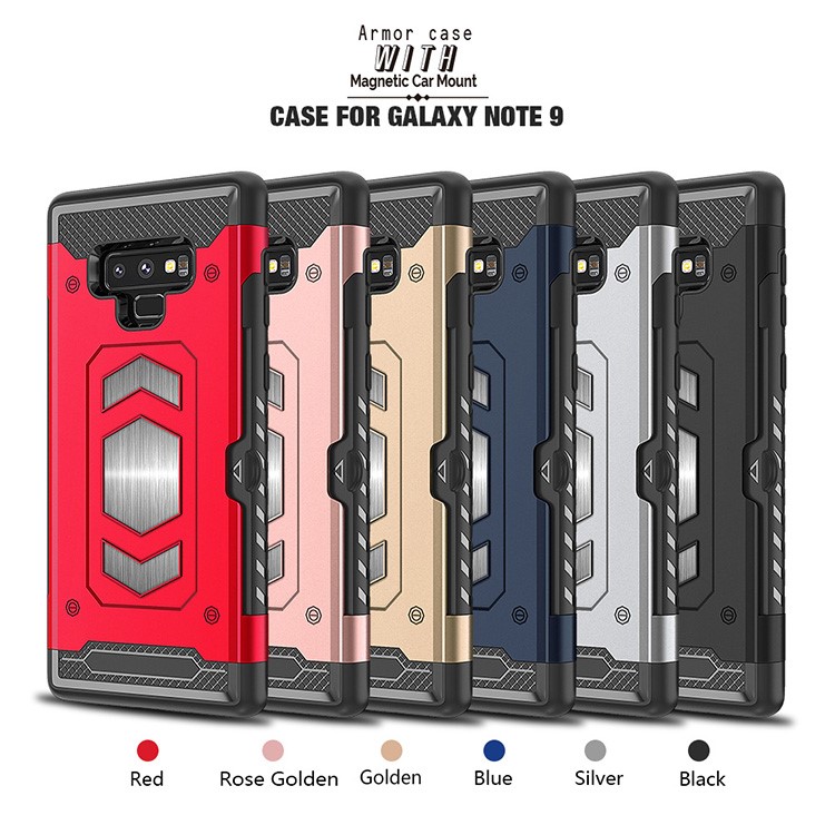 Armor Rugged PC + TPU Hybrid Case with Card Slot for Samsung Galaxy Note9 N960 - Gold-8