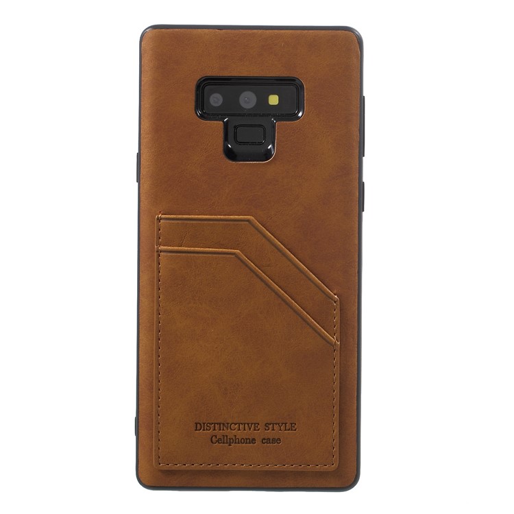 

Ретро Стиль PU Кожа Покрытием ТПУ Карты Слот Назад Чехол Для Samsung Galaxy Note9 N960 - Коричневый, Galaxy Note9