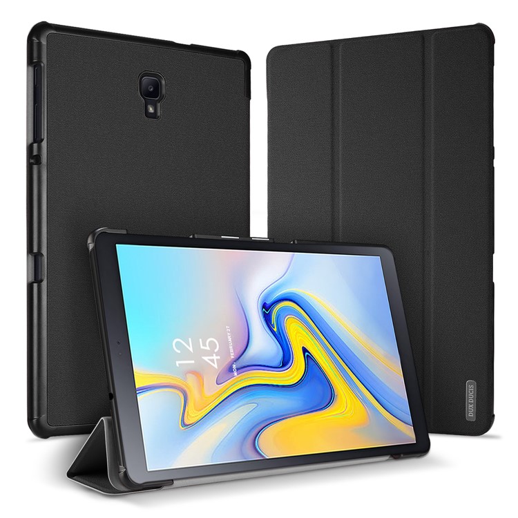 

DUXDUCIS Domo Series Cloth Texture Tri-fold Stand PU Leather Smart Case for Samsung Galaxy Tab A 10.5 (2018) T590 T595 - Black, Galaxy Tab A 10.5 (2018) T590 T595