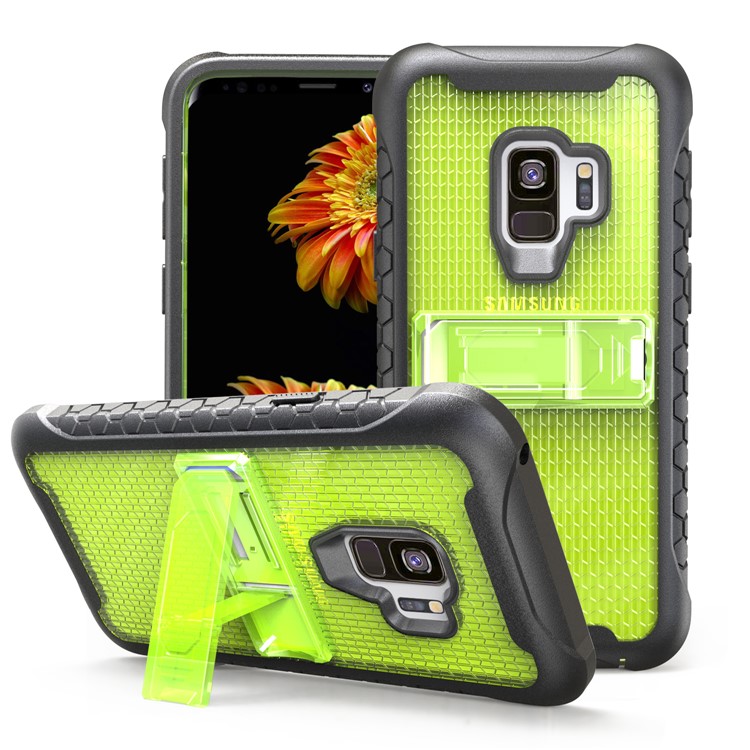 

For Samsung Galaxy S9 G960 Football Grain PC + TPU Shockproof Back Combo Case - Green / Black