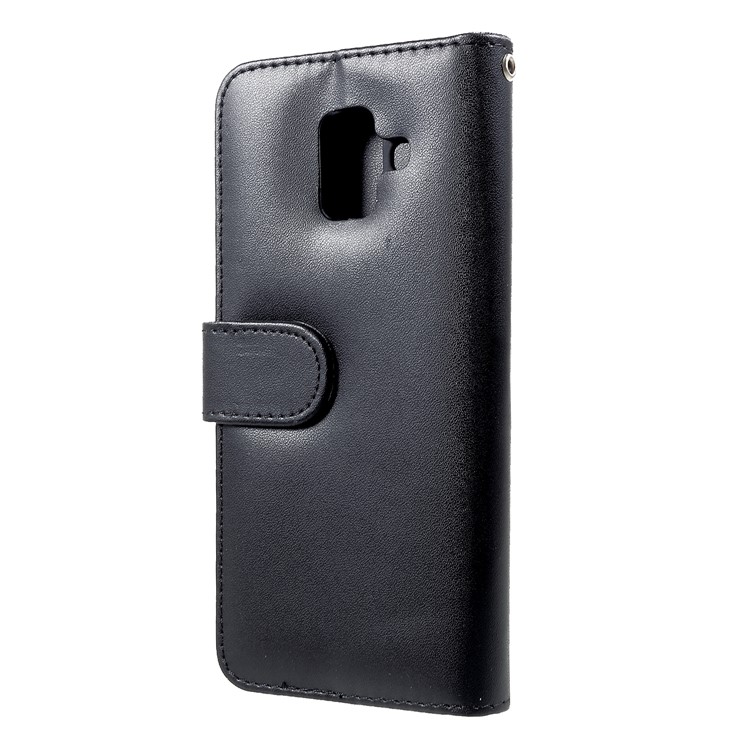 PU Leather Wallet Stand Mobile Phone Cover for Samsung Galaxy A6 (2018) - Black-2
