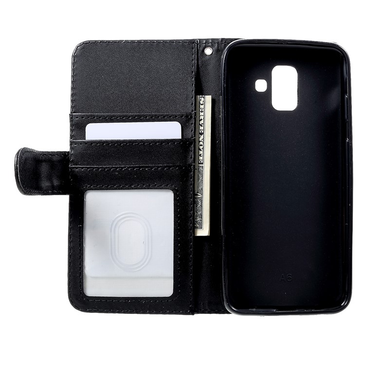 PU Leather Wallet Stand Mobile Phone Cover for Samsung Galaxy A6 (2018) - Black-5