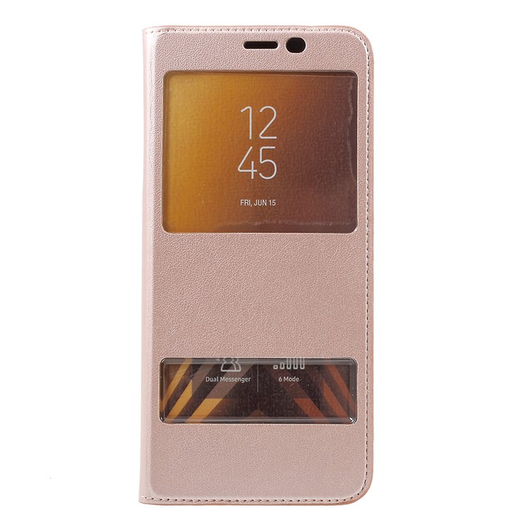 

Кожаная Оболочка С Двумя Окнами Для Галактики Samsung A6 + (2018) / A9 Star Lite - Розовое Золото