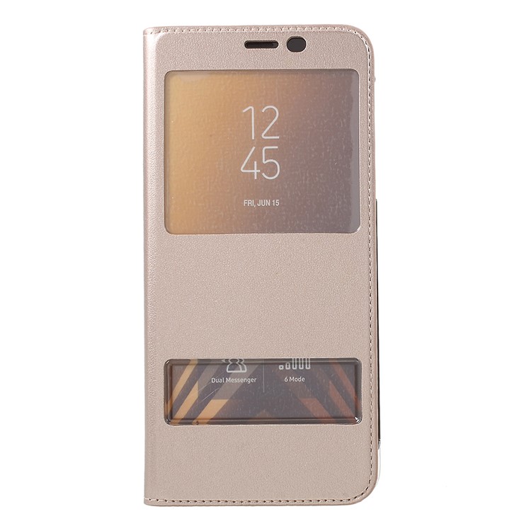 

Dual View Windows Leather Protective Casing for Samsung Galaxy A6+ (2018) / A9 Star Lite - Gold