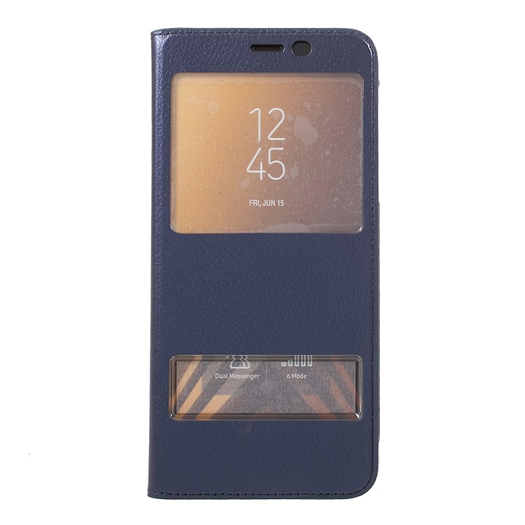 

Dual View Windows Leather Flip Casing for Samsung Galaxy A6+ (2018) / A9 Star Lite - Blue