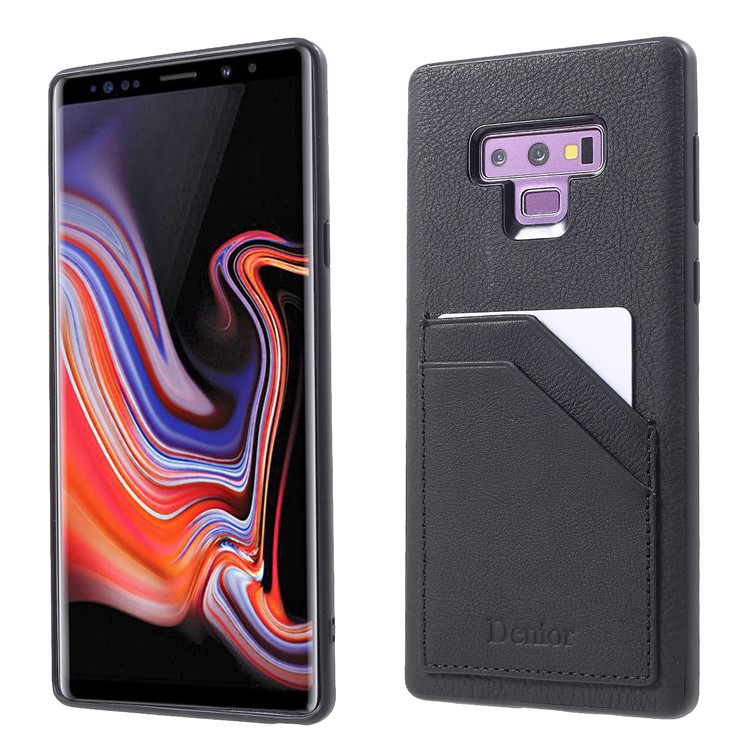 

DENIOR Genuine Leather Skin TPU Case with Card Slots for Samsung Galaxy Note9 N960 - Black