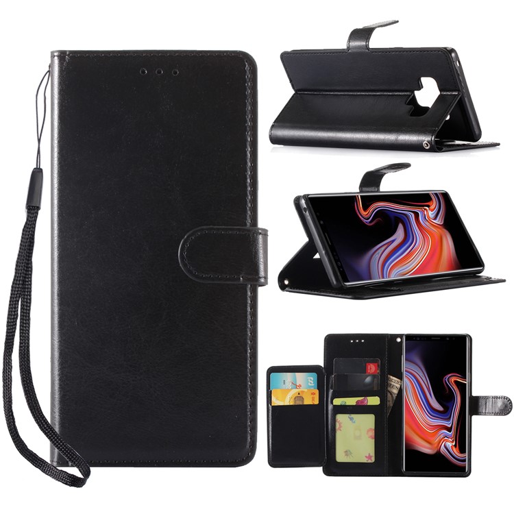

Crazy Horse 5 Card Slots Leather Wallet Case for Samsung Galaxy Note9 N960 - Black