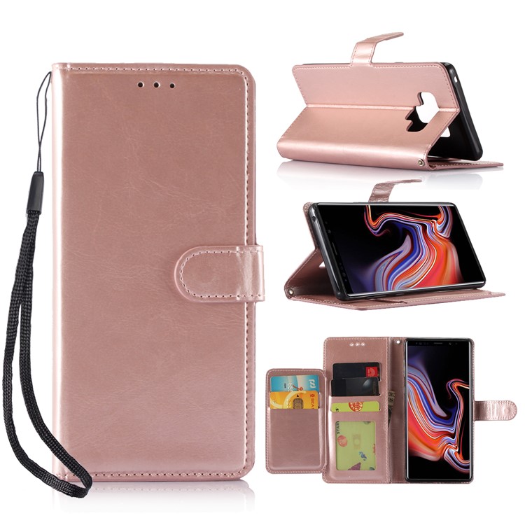 

Crazy Horse 5 Card Slots Leather Stand Case for Samsung Galaxy Note9 N960 - Rose Gold