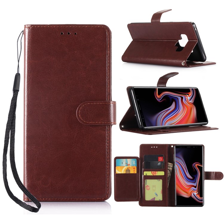 

Crazy Horse 5 Card Slots PU Leather Wallet Case for Samsung Galaxy Note9 N960 - Brown
