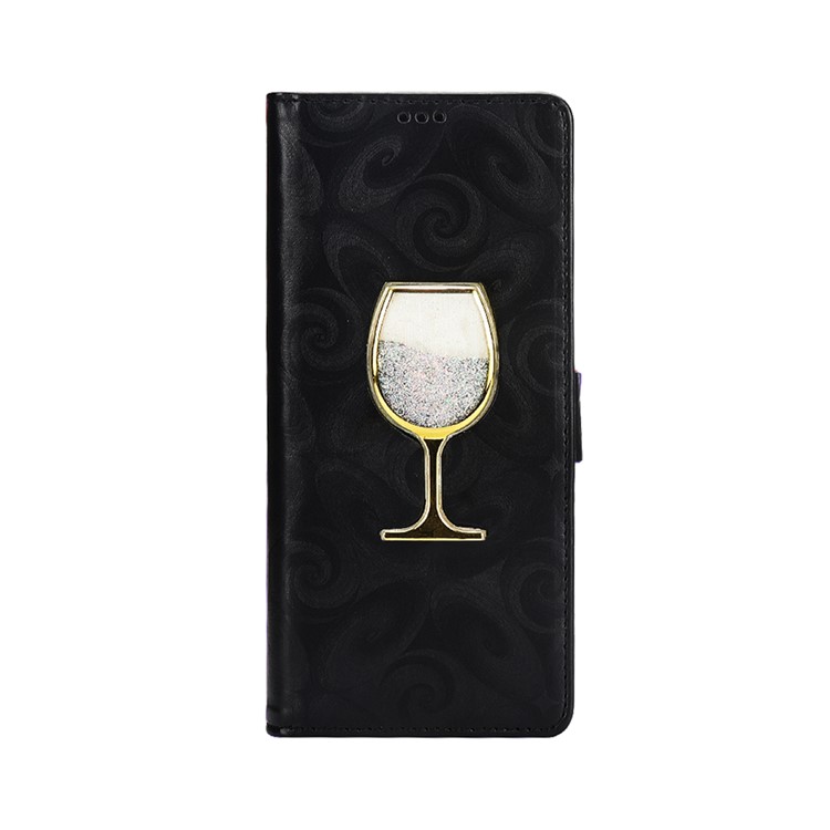 Spiral Texture Wineglass Quick Sand Leather Wallet Case for Samsung Galaxy Note9 SM-N960 - Black-2