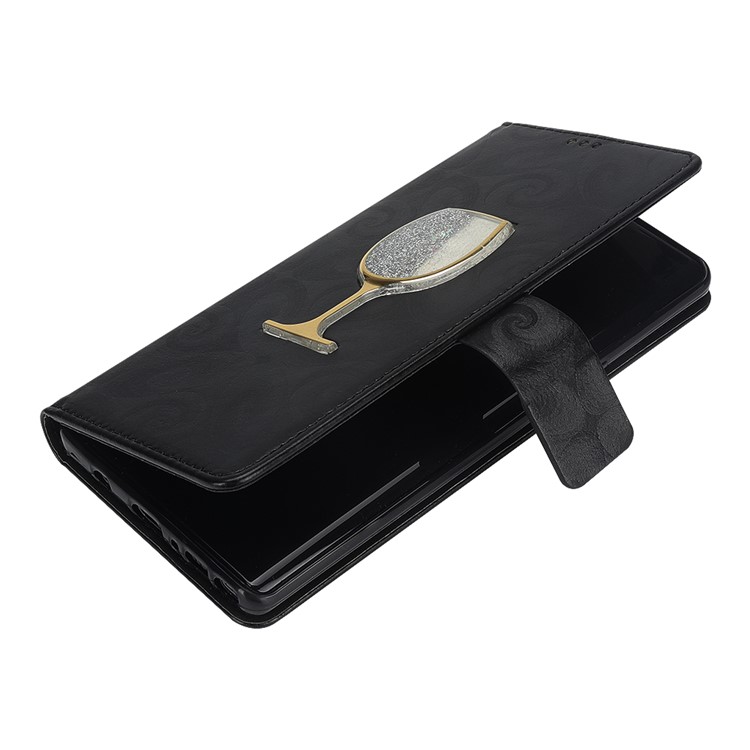 Spiral Texture Wineglass Quick Sand Leather Wallet Case for Samsung Galaxy Note9 SM-N960 - Black-6
