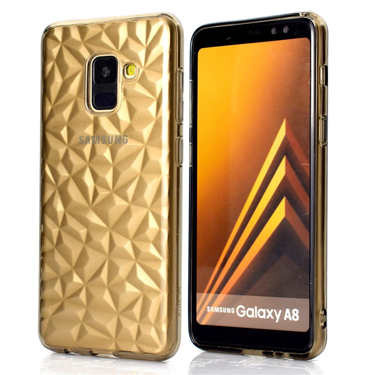 3D Diamond Grain Soft TPU Mobile Phone Case for Samsung Galaxy A8 (2018) - Grey-1