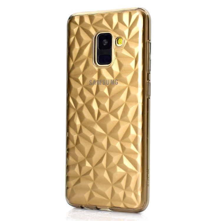 3D Diamond Grain Soft TPU Mobile Phone Case for Samsung Galaxy A8 (2018) - Grey-3