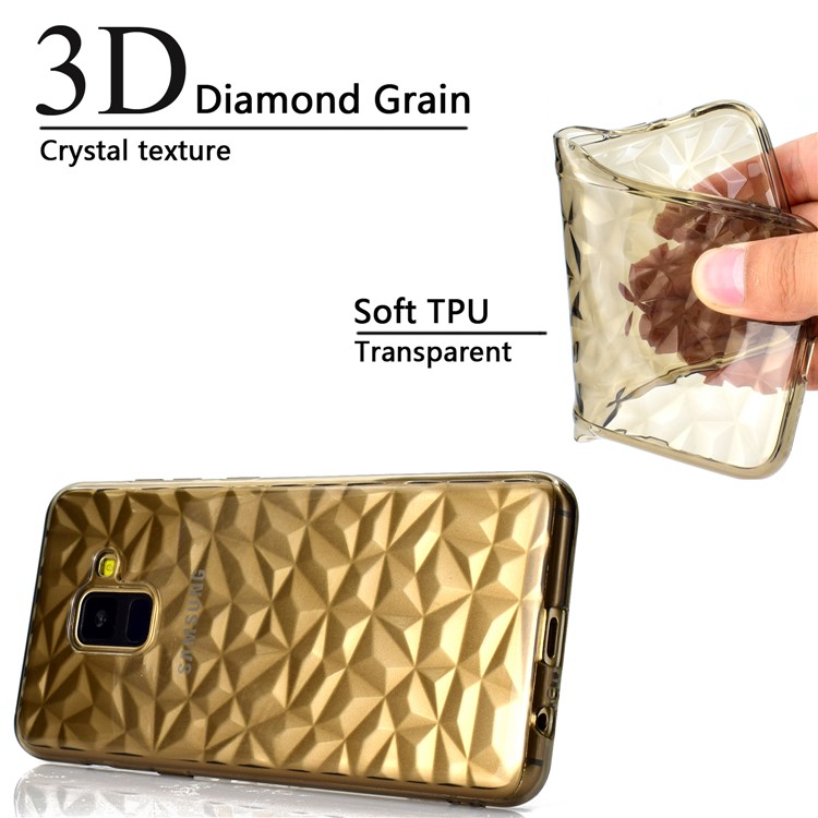 3D Diamond Grain Soft TPU Mobile Phone Case for Samsung Galaxy A8 (2018) - Grey-9