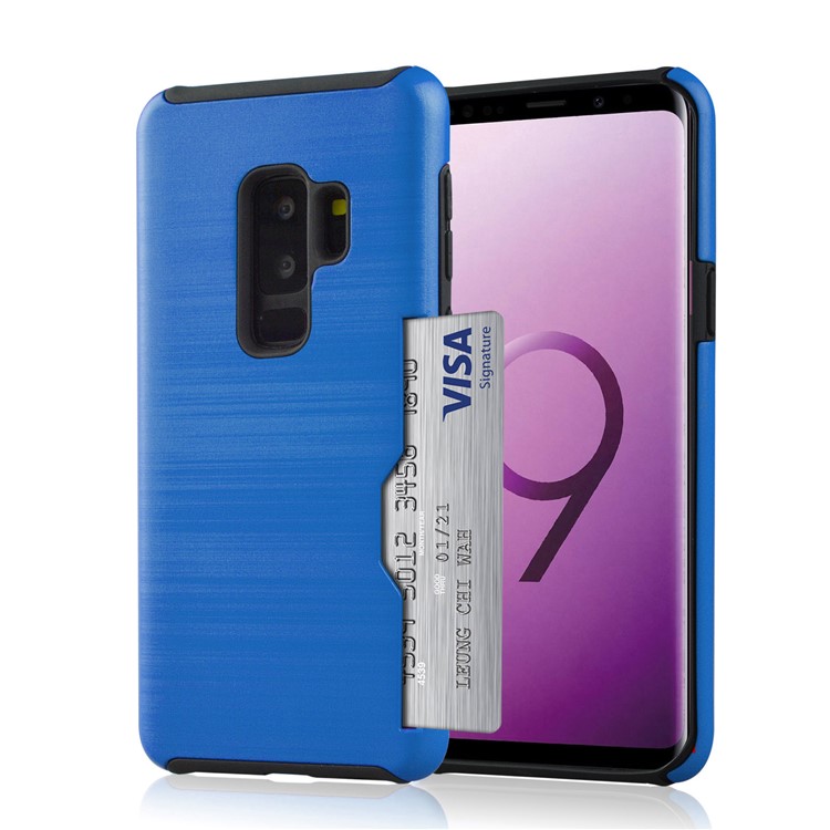 

Brushed Texture PC + TPU Hybrid Cell Phone Case with Card Slot for Samsung Galaxy S9 SM-G960 - Baby Blue, Galaxy S9