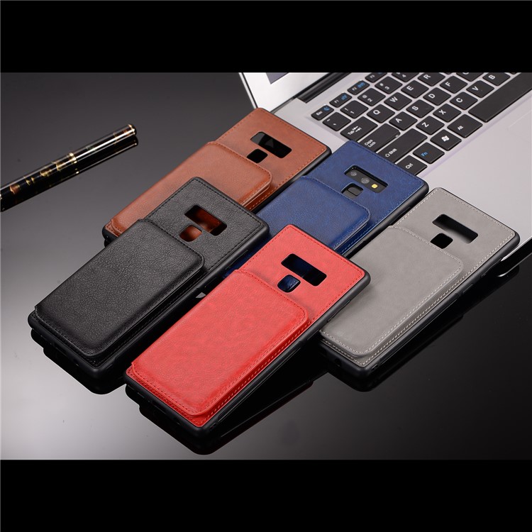 Retro Style Leather Coated PC + TPU Card Slot Kickstand Case for Samsung Galaxy Note9 N960 - Black-10