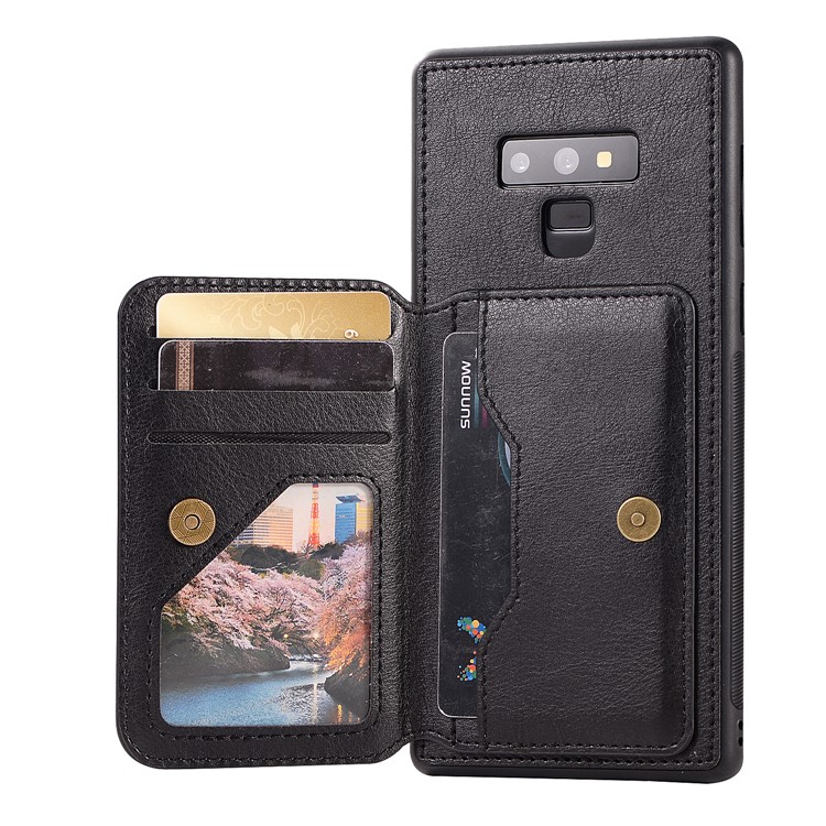 Retro Style Leather Coated PC + TPU Card Slot Kickstand Case for Samsung Galaxy Note9 N960 - Black-3