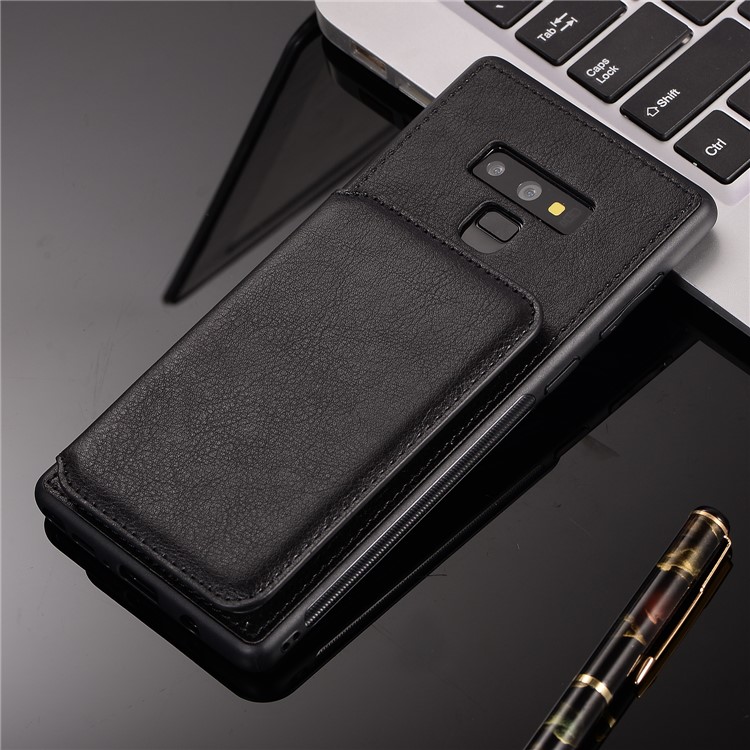 Retro Style Leather Coated PC + TPU Card Slot Kickstand Case for Samsung Galaxy Note9 N960 - Black-9