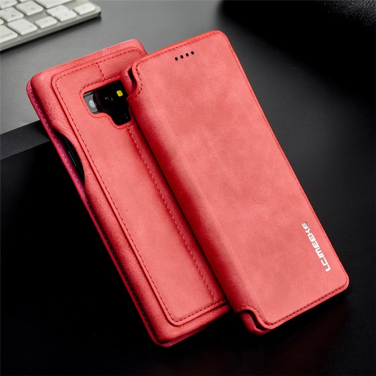 

LC.IMEEKE Retro Style Leather Stand Card Slot Phone Shell for Samsung Galaxy Note9 N960 - Red