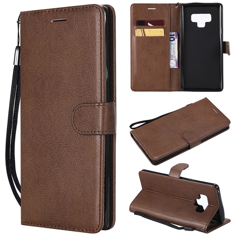 

Wallet Leather Protective Phone Shell Cover with Stand for Samsung Galaxy Note9 N960 - Brown