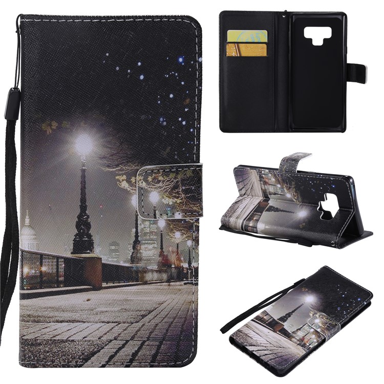 

Patterned Wallet Stand Leather Flip Mobile Case for Samsung Galaxy Note9 N960 - Night Scene